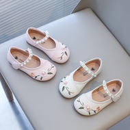 🔥Girl's Leather Shoes Princess Hanfu Shoes 2024 Spring New Children's Bean Shoes Guofeng Dance Shoes