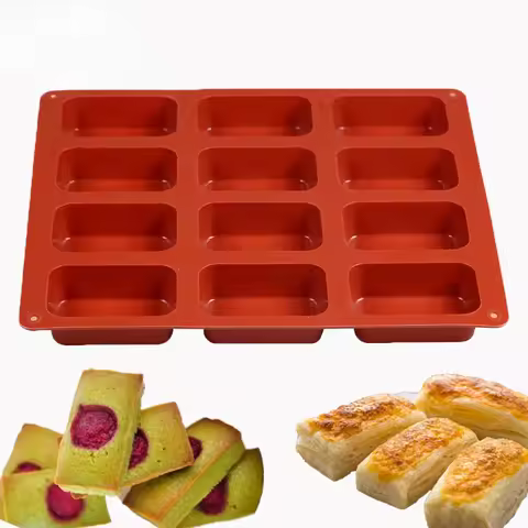 12-Cavity Square Shape Cake Mold Mini Fancy Brownie Cake Pan Silicone Mold Baking Mould Cookie Muffi