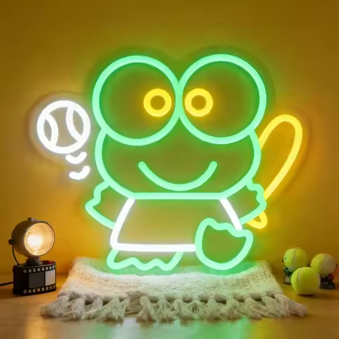 Keroppi Tennis Neon Sign LED Dimmable USB Night Light for Cafe Kids Room Playroom Sports Bar Game Ro