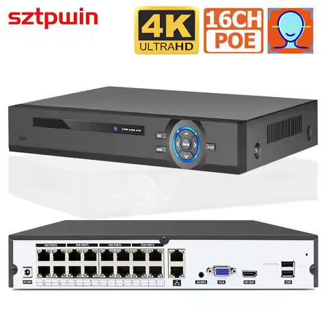 16CH 8CH 4K 8MP H.265 PoE DVR for HD 4K 4MP 5MP PoE IP Camera Face Recognition 48V ONVIF CCTV
