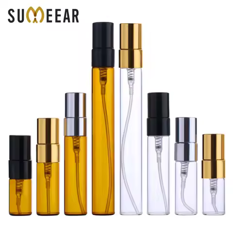 2ml 3ml 5ml 10ml Sample Spray Bottle Portable Brown Transparent Glass Perfume Bottle Atomizer Contai