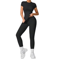 Bộ Đồ Thể Thao Yoga Mùa Hè Cho Nữ Bộ Đồ Thể Dục Tay Ngắn Bộ Đồ Tập Thể Dục Chặt Pilates Quần Áo Tập