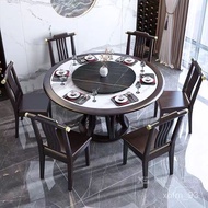 SG  Local spot New Chinese Style Stone Plate round Table Solid Wood Dining Tables and Chairs Set Simple Home Small Apart