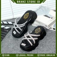 BRANZ STORE - CASUAL SLIP-ON WEDGES SANDALS WITH CROSS-SEQUIN MODEL, 7 CM HIGH HEEL, MODERN AP 20