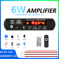 6W Bluetooth Amplifier Board 2×3W DC 6V–12V Mini Audio Module FM Radio USB TF AUX for Car Speaker DI