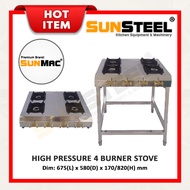 【SUNSTEEL】High Pressure 4 Burner Gas Stove / Dapur Gas