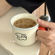 Ceramic cup with handle 350ml with puppy motif, simple style ceramic cup, ceramic cup as a gift - ho