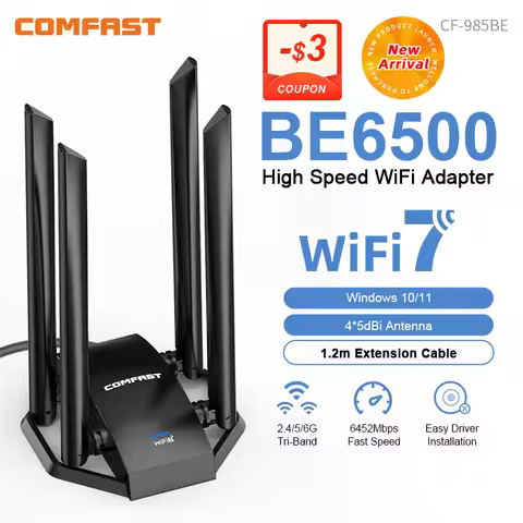 COMFAST WiFi 7 BE6500 USB Adapter 2.4G/5.8G/6G USB 3.0 WIFI High Gain 4 Antenna Network Card Driver-