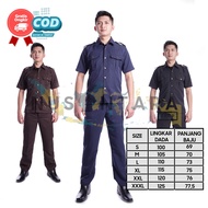 Seragam Safari Security Satpam Lengan Pendek Terbaru Warna Hitam Coklat Navy