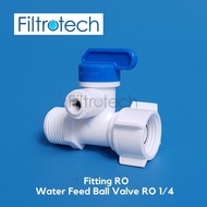 Water Feed Ball Valve RO Hose 1/4'' RO Fitting/ RO Connector Stop Valve RO