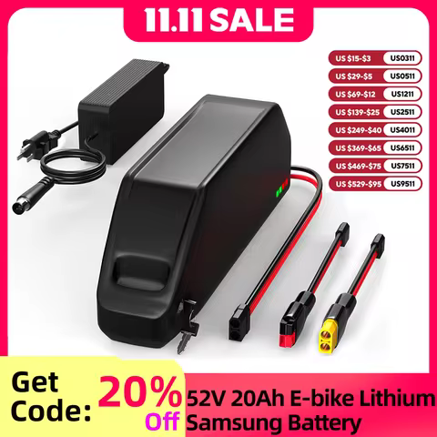 52V 20Ah Hailong EBike Battery with 40A BMS SamSung 21700 50G Cells Lithium Electric Bicycles Batter
