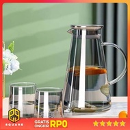 GIANIXI 1.8L Heat Resistant Glass Water Jug with 2 Cups - GX18 Original 99 Square