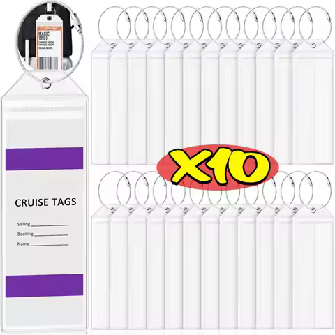 Resealable Waterproof Clear Ship Ticket Card Sleeve Luggage Cruise Tag Holder Zip Seal Pouch Keyring