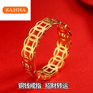 916 gold ring Retro gold fortune transfer copper money charm  ring for women and men gift