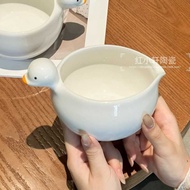 Cute Cute Cute Duck Ceramic Bowl with Drainage Mouth Baking Egg Beater Diversion Bowl Stirring Bowl 