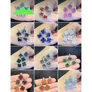 Lucky 4-leaf clover necklace pendant with feng shui stones already wrapped in silver