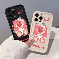 English Strawberry Bear Baby Case Compatible For IPhone 13 15 7Plus 14 12 11 Pro Max 8 6 7 6S Plus X XR XS MAX SE 2020 Cartoon Couples