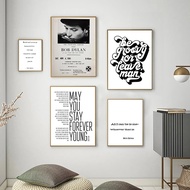 Bob Dylan Forever Young Song Lyrics Poster Art Painting , Black And White Lyrics Canvas Art Print Ho