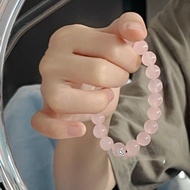 สร้อยข้อมือลูกปัดหยกสีชมพูอ่อนสําหรับผู้หญิงน้ําแข็งใสพร้อมสไตล์ลูกปัดแก้วจากญี่ปุ่นและเกาหลีใต้เหมา
