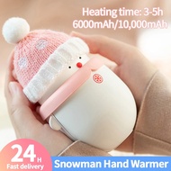 【High-quality】 Cute Snowman Hand Warmer Rechargeable Electric Charger 6000mah/10000mah Power Bank Snowman Handy Warmer Heater For New Year