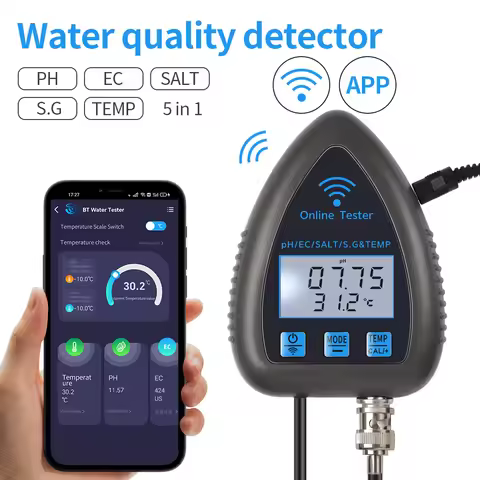 Tuya WiFi 5 in 1 Water Quality Meter Online Tester TDS/EC/SALT PH S.G.TEMP Detector Multifunction Wa