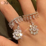 ♥ Original Tassel Open Ring with Pendant Ring Female Design Flashing Diamond Butterfly Classy Jewelry silver 925 original ring for women rings men korean jewelry cincin lelaki cincin perempuan couple cincin emas korea 戒指