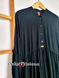 Gamis susun 2 HITAM POLOS PREMIUM RAYON BAHAN KATUN ADEM JATUH LEMBUT PUTIH BUSUI UMRAH HAJI SYARI