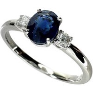 Size 12, 0.919ct sapphire, 0.11ct diamond ring, Pt950 platinum, 2.8g, women's