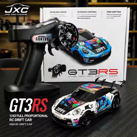 JXC GT3RS RC Drift Car 1/43 Scale 4WD High Speed Racing Vehicle Full Proportional Remote Control Min