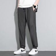 熱門夏季冰爽休閒冰絲束腳直筒九分褲子