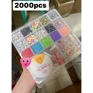 Beads Kit with Elastic Line 3mm Glass Seed Beads Acrylic Letter Beads Jewelry Making