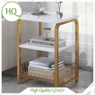 HQLifestyle Nordic Small Marble Coffee Table Sofa Side Cabinet Tea Mini Bedroom Bedside Movable Soli