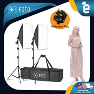 【Malaysia stock】Studio 50x70cm Softbox Lighting Umbrella E27 Socket Light Lamp 3200K 5500K Studio Li