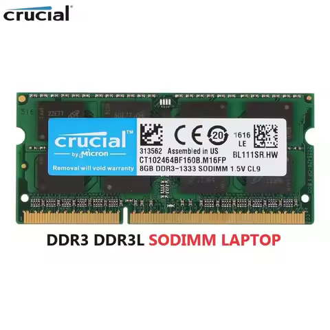 Crucial Laptop Memoria RAM DDR3 DDR3L 8GB 1333MHz 1600MHz 1866MHz SODIMM PC-10600 12800 14900 1.5V 1