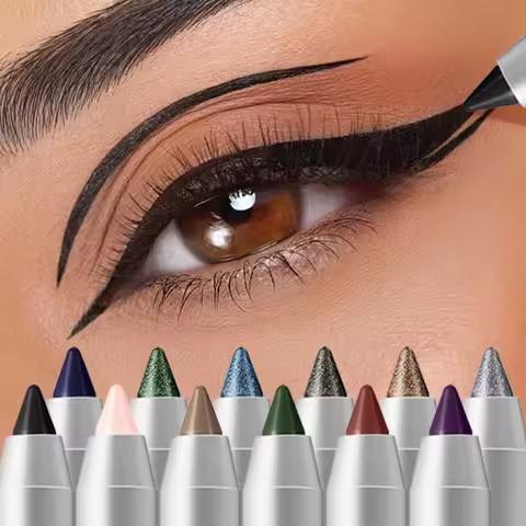 12 Colors Eyeliner Pencil Long-lasting Wear Waterproof Smudge-proof Smooth Precise Application Smoke