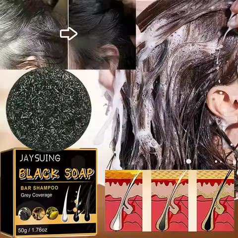 Magic White Hair to Black Shampoo Dye Soap Natural Color Soap Restore Gray Beard Cover Gray Hair Dye