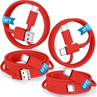 Car Carplay USB C Charge Cable for iPhone 16 15 Pro Max, 4-Pack[3/3/6/6FT] 60W USB C to USB C Cable&