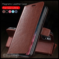 Samsung S22 Ultra S22 Plus S 22 Ultra Case Leather Car Magnetic Phone Cover Wallet Stand Book Cover Coque