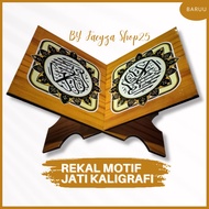 Rekal Al Quran Latest Teak Motif Calligraphy Rehal Quran Table Holder Placemat Quran