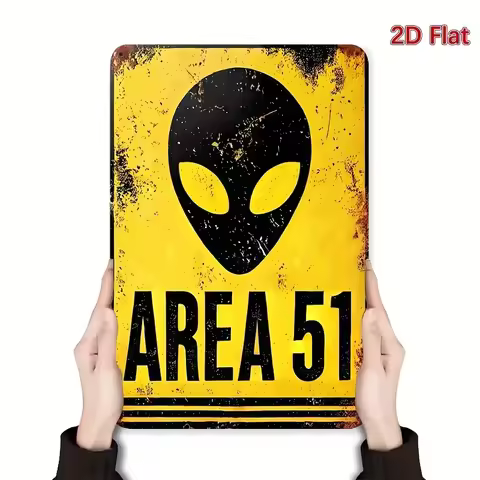 [Area 51 Retro Sign] , Alien Warning, Area 51 Retro Sign - " Art Wall Decor for Bedroom, Office, Liv