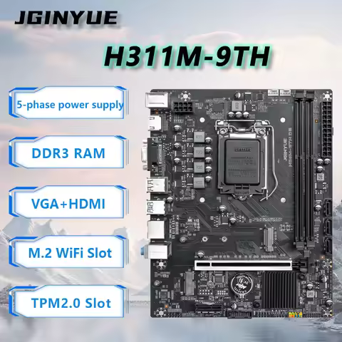 JGINYUE H110 Motherboard support Intel 8/9th M-ATX DDR3 16GB RAM Desktop H311M-9TH budget PC For off