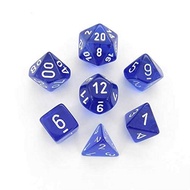 DND Dice Set-Chessex D&D Dice-16mm Translucent Blue and White Plastic Polyhedral Dice Set-Dungeons a