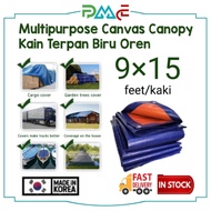 9ftx15ft [Kaki] PE Canvas Canopy Blue Orange Kanvas Khemah Pasar Kolam Ikan Tutup Kereta Lori Atap K