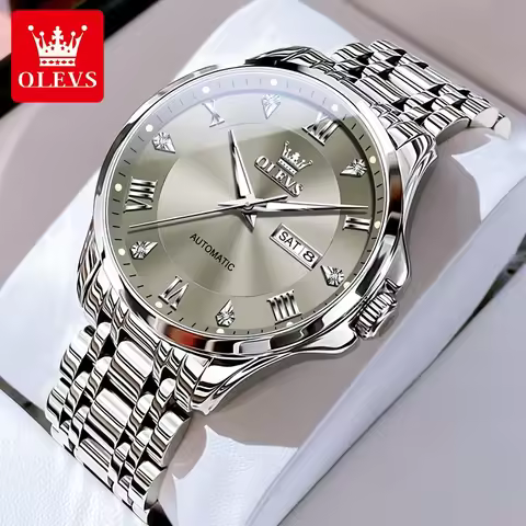 OLEVS Mens Watches Business Automatic Mechanical Watch For Man Date Waterproof Stainless Stee Watch 
