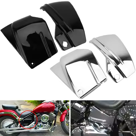 2PCS Motorcycle Black Chrome Battery Side Fairing Cover For Yamaha V-Star XVS400 XVS650 Dragstar DS4