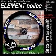 sticker ion element police sticker rims custom termurah sepeda lipat - biru 20 inch (406)