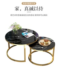 Coffee table tempered glass marble dining / badside table creative wrought iron round side balcony