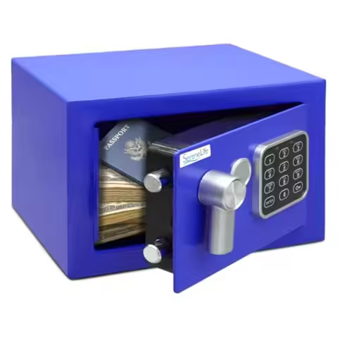 Premium Steel Digital Safe Box - 9.1" x 6.7" x 6.7" Secure Storage for Cash Firearms and Jewelry Gre