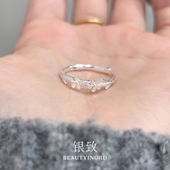 YINZHI | Fleur De Luxe 999 Sterling Silver Flower Ring for Women Adjustable Unique Design Fashionabl