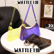 WATTLE1J0 Transparent Jelly Bag, PVC Zipper Shoulder Bag, Sweet Style Small Size Solid Color Transpa